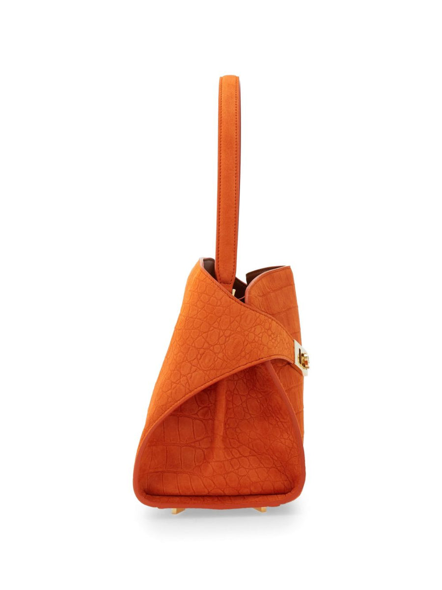 Ferragamo Hug Soft Shoulder Bag Orange Leather Tote for Women Compact Everyday Luxury