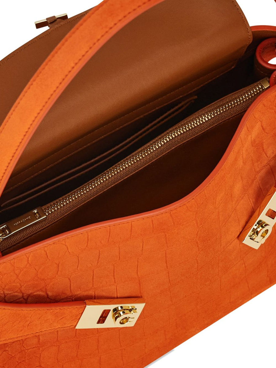 Ferragamo Hug Soft Shoulder Bag Orange Leather Tote for Women Compact Everyday Luxury