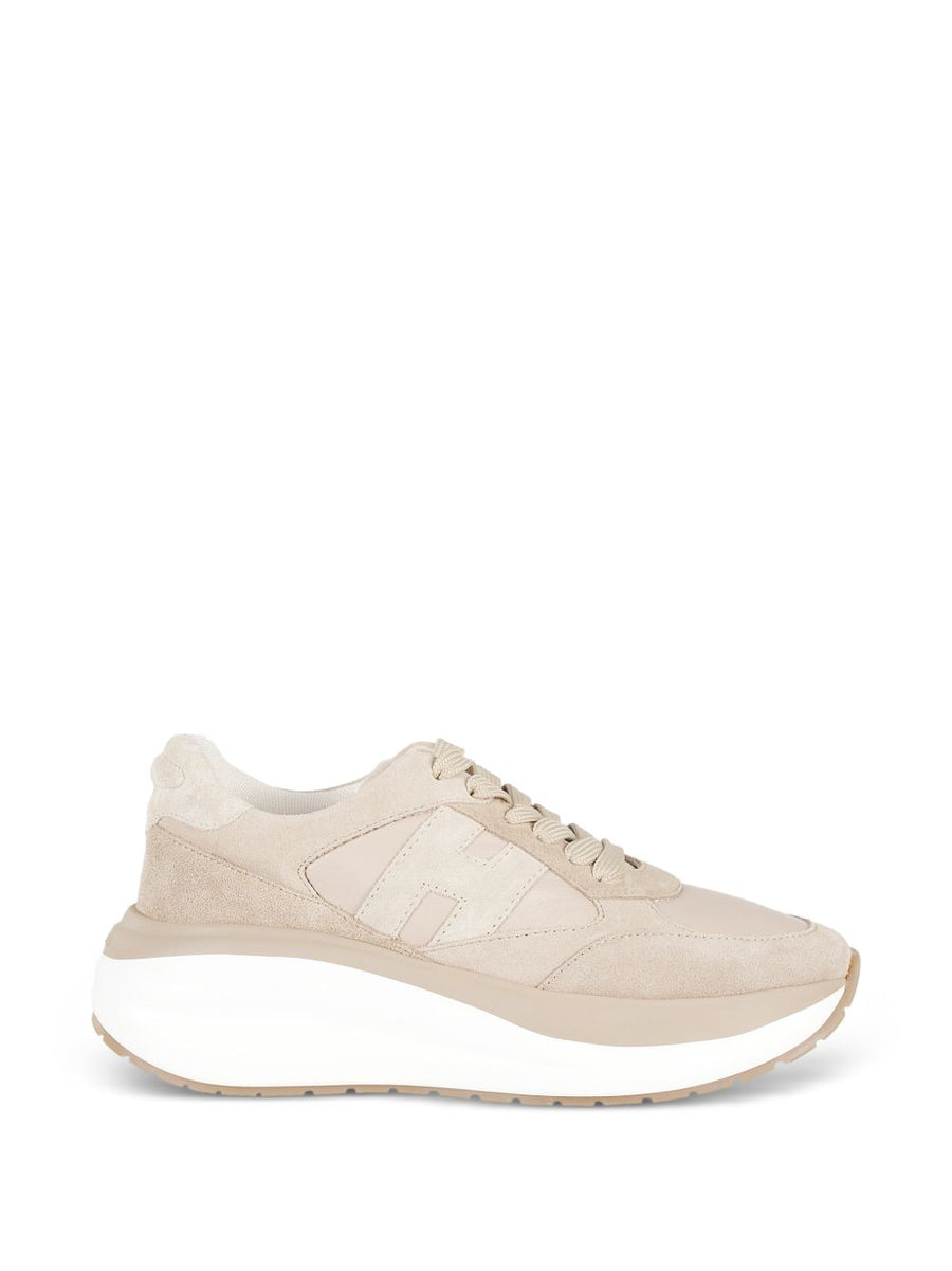 Hogan H714 Leather Sneakers For Women Timeless Beige Luxury With Lace Up Comfort