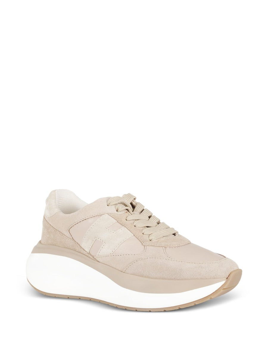 Hogan H714 Leather Sneakers For Women Timeless Beige Luxury With Lace Up Comfort