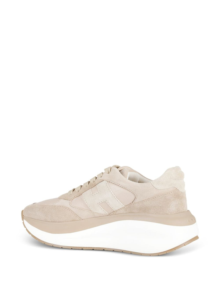 Hogan H714 Leather Sneakers For Women Timeless Beige Luxury With Lace Up Comfort