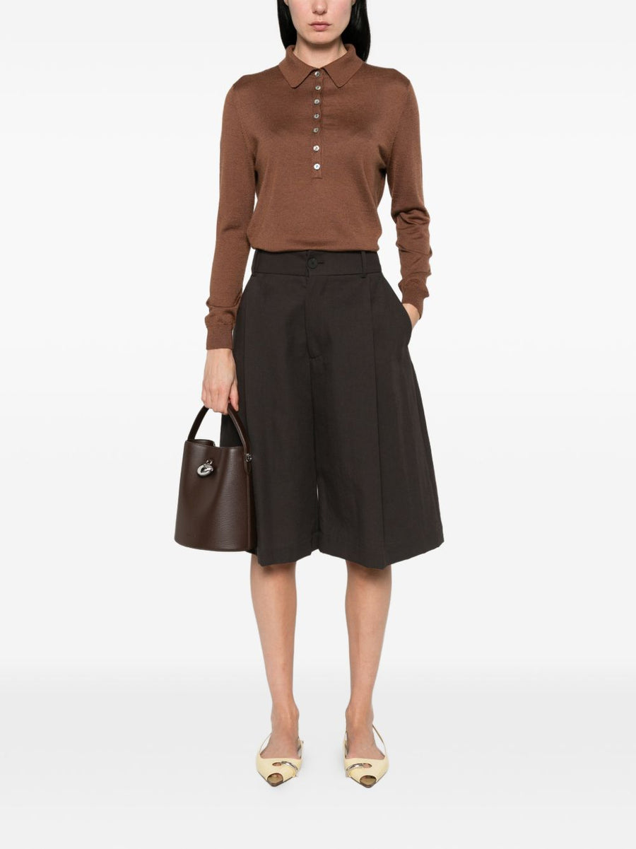 Beyou Cashmere Silk Polo Sweater For Women Luxury Layering Essential In Brown Everyday Luxury Knitwear