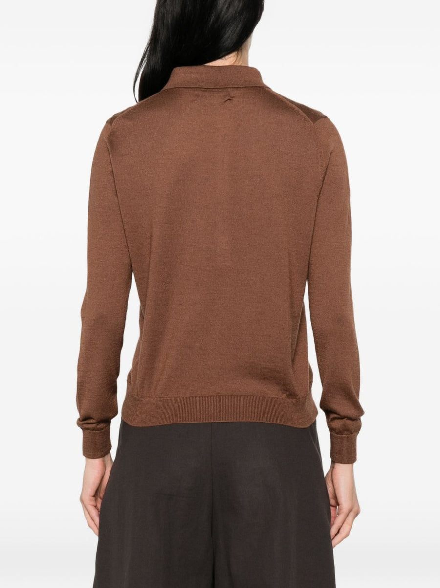 Beyou Cashmere Silk Polo Sweater For Women Luxury Layering Essential In Brown Everyday Luxury Knitwear