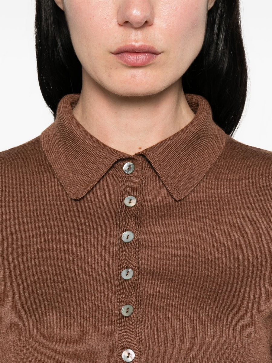 Beyou Cashmere Silk Polo Sweater For Women Luxury Layering Essential In Brown Everyday Luxury Knitwear