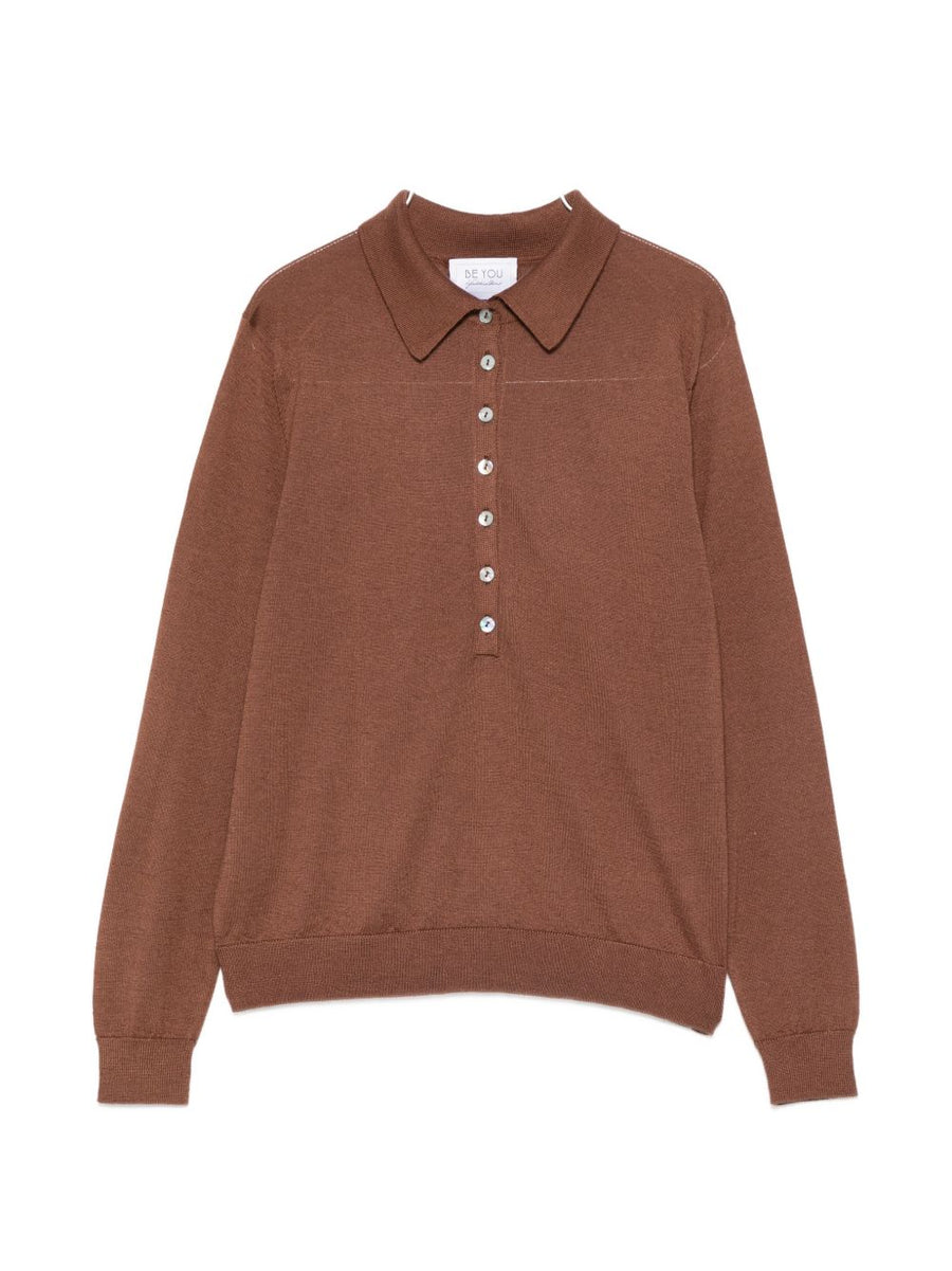 Beyou Cashmere Silk Polo Sweater For Women Luxury Layering Essential In Brown Everyday Luxury Knitwear