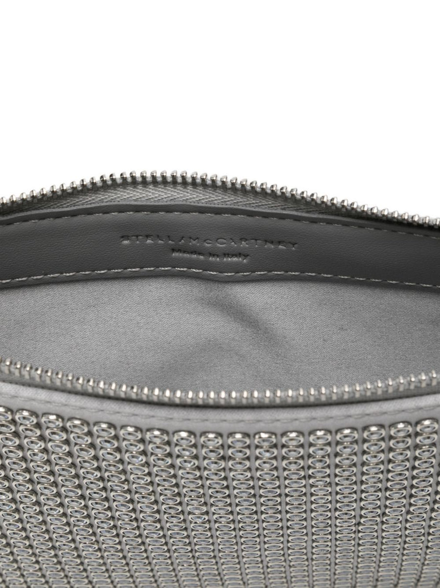 Stella McCartney Falabella Crystal Clutch Evening Bag With Silver Chain Strap For Elegant Women
