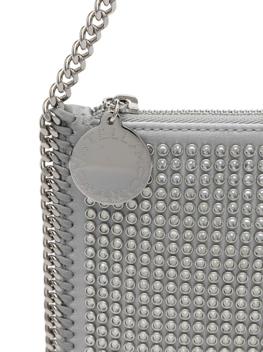 Stella McCartney Falabella Crystal Clutch Evening Bag With Silver Chain Strap For Elegant Women
