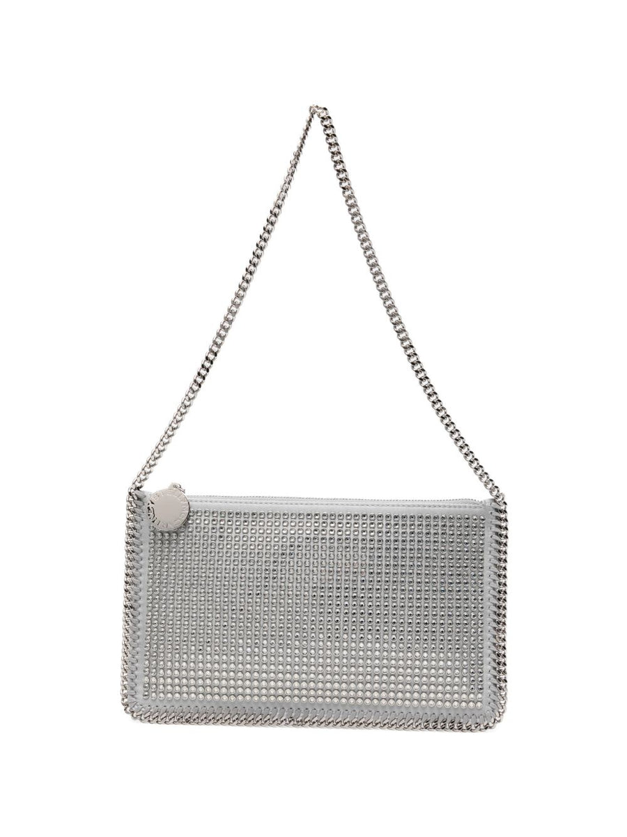 Stella McCartney Falabella Crystal Clutch Evening Bag With Silver Chain Strap For Elegant Women