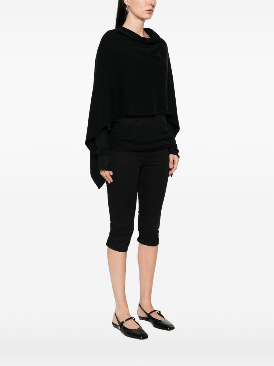 Beyou V Neck Cashmere Poncho One Size Women Luxurious 100 Percent Cashmere Layering Essential Black Outerwear