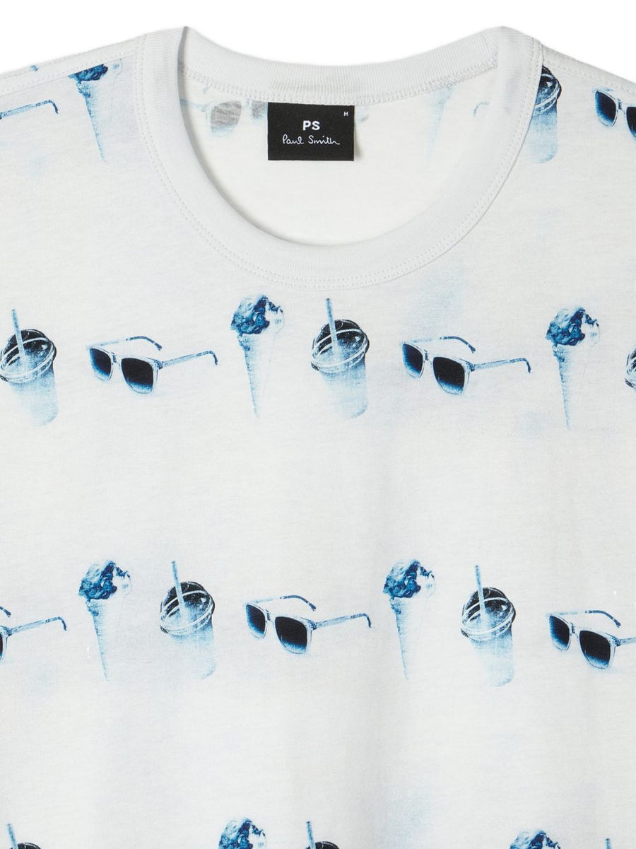 Paul Smith Printed Cotton T Shirt With Sunglasses Ice Cream Graphic For Men Organic Cotton 100 Percent