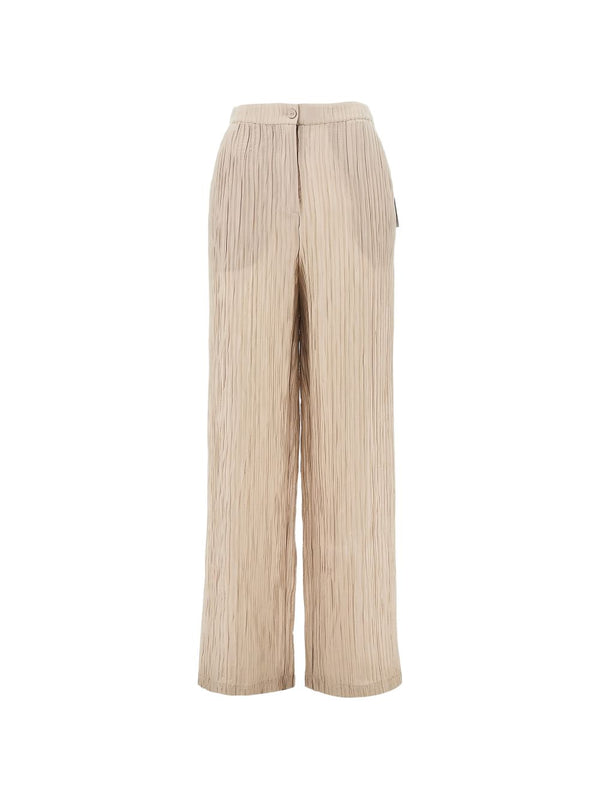 Emporio Armani Beige Crepe Trousers For Women Luxury Lyocell Blend Tailored Workwear