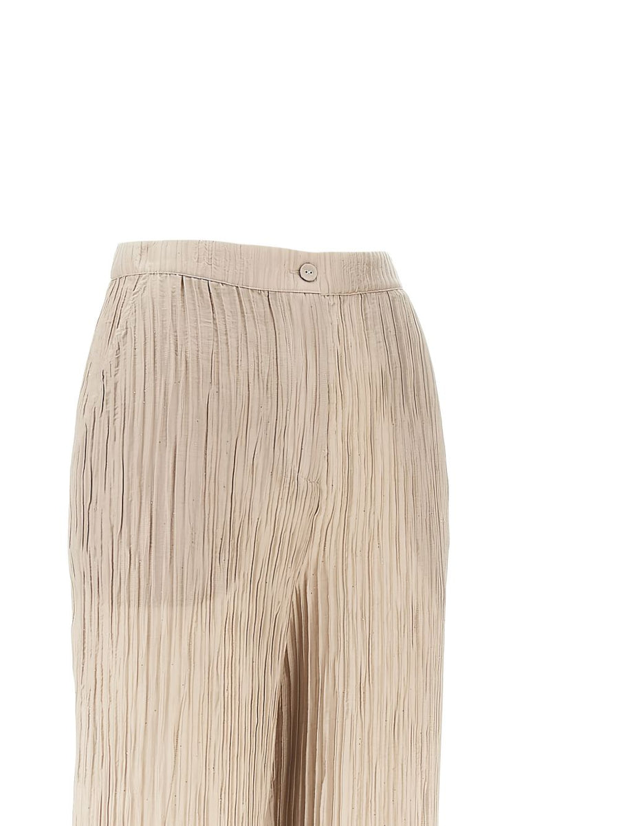 Emporio Armani Beige Crepe Trousers For Women Luxury Lyocell Blend Tailored Workwear