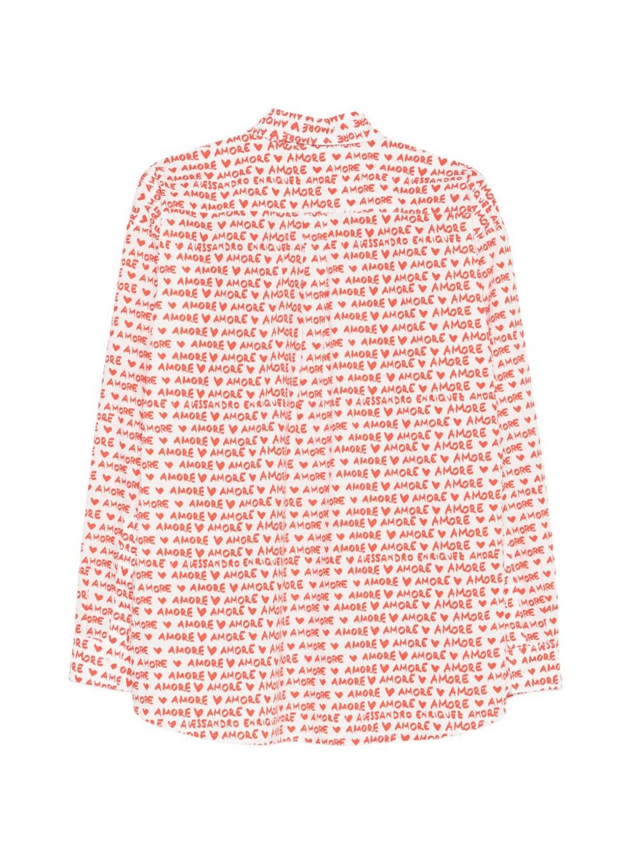Alessandro Enriquez Amore Print Cotton Shirt For Women Red Detailing Smart Casual Luxury Wardrobe Essential