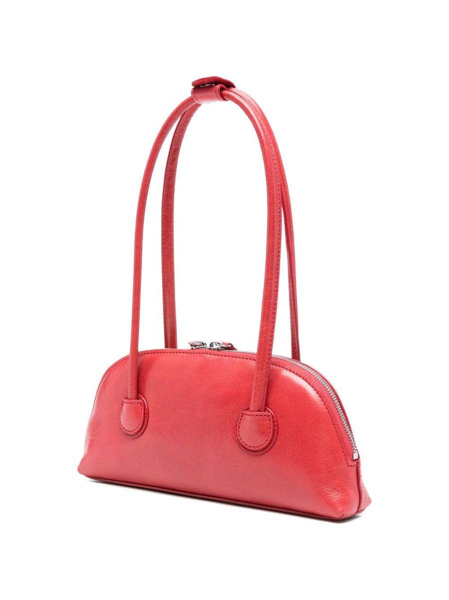 Margesherwood Bessette Shoulder Bag Red Calf Leather For Women With Secure Zip Closure And Dust Bag