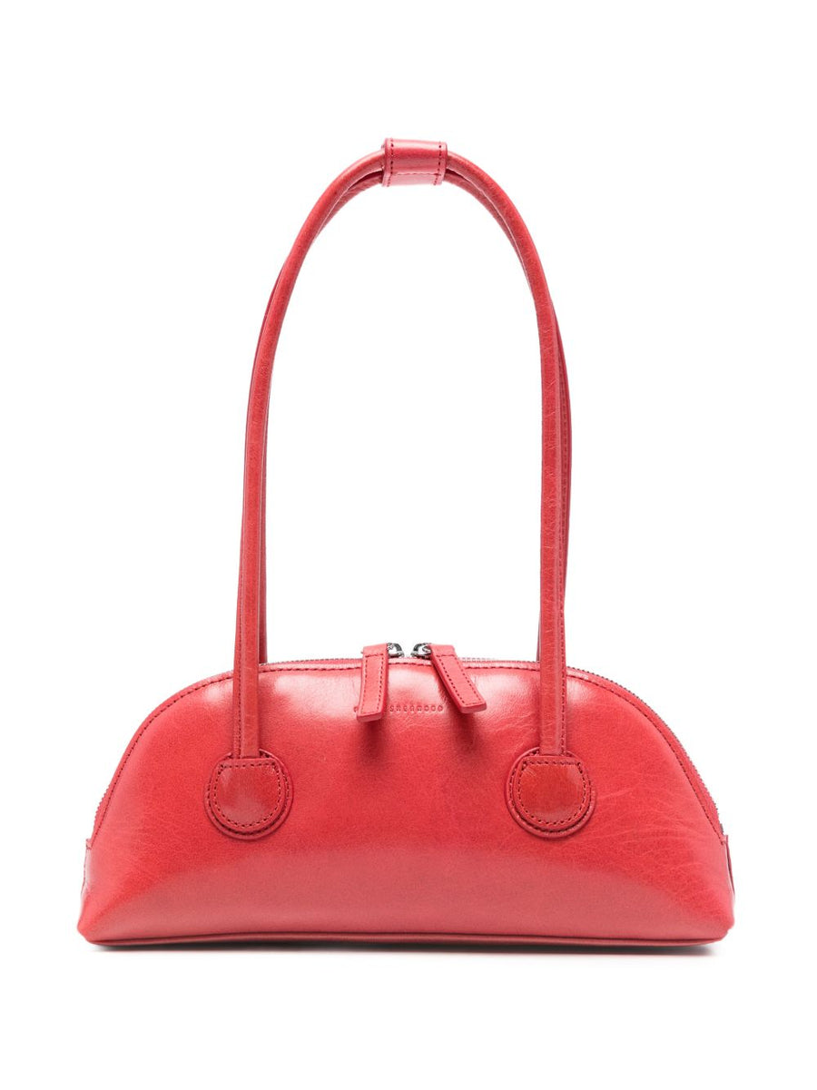 Margesherwood Bessette Shoulder Bag Red Calf Leather For Women With Secure Zip Closure And Dust Bag