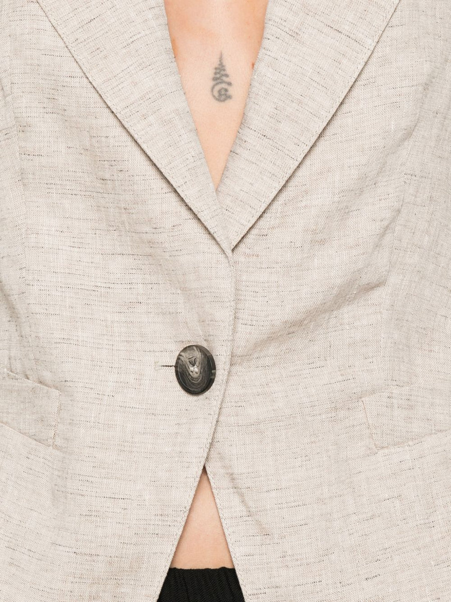 Emporio Armani Beige Linen Single Breasted Jacket Women
