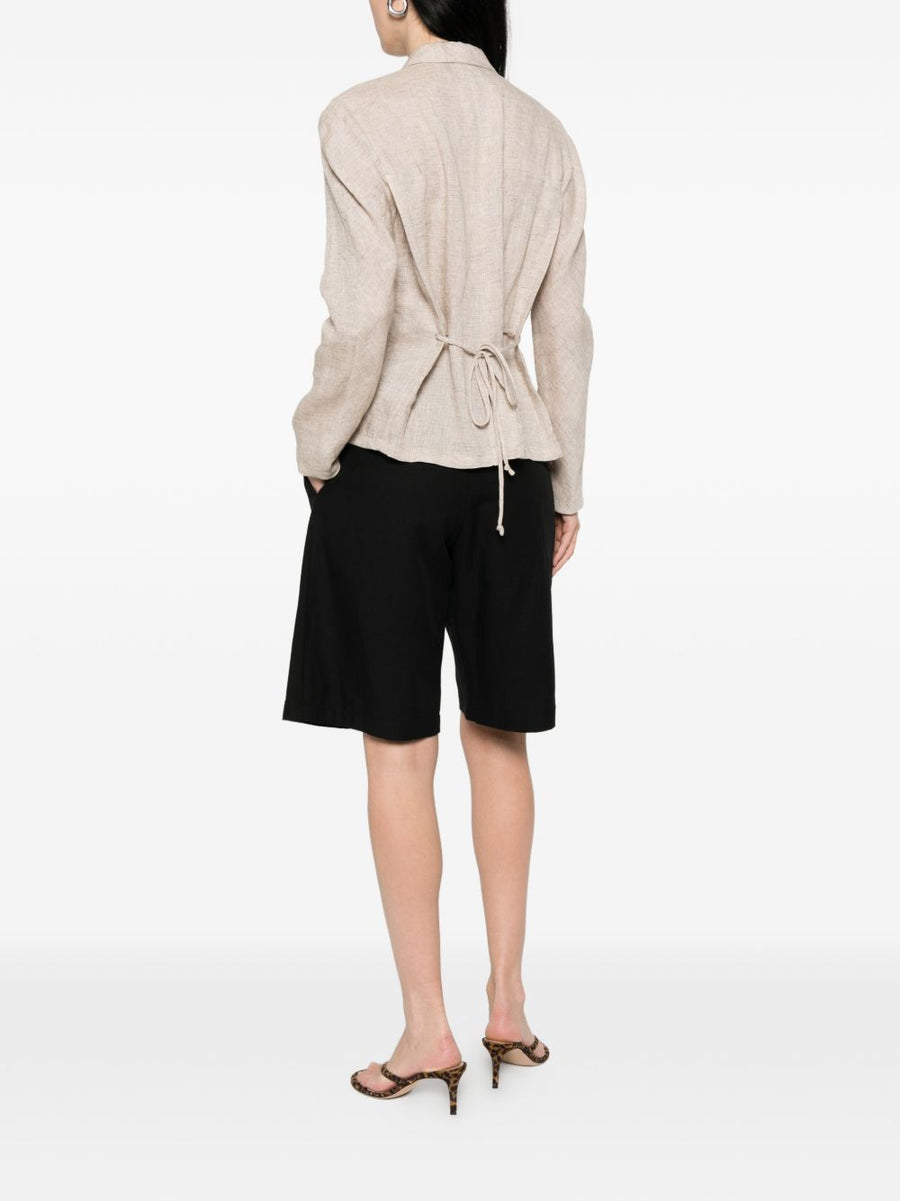 Emporio Armani Beige Linen Single Breasted Jacket Women