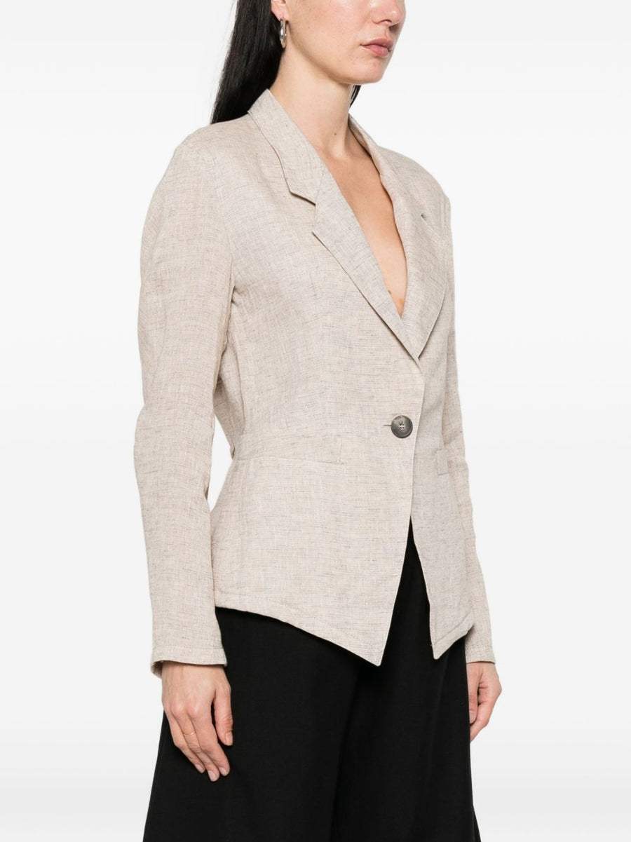 Emporio Armani Beige Linen Single Breasted Jacket Women