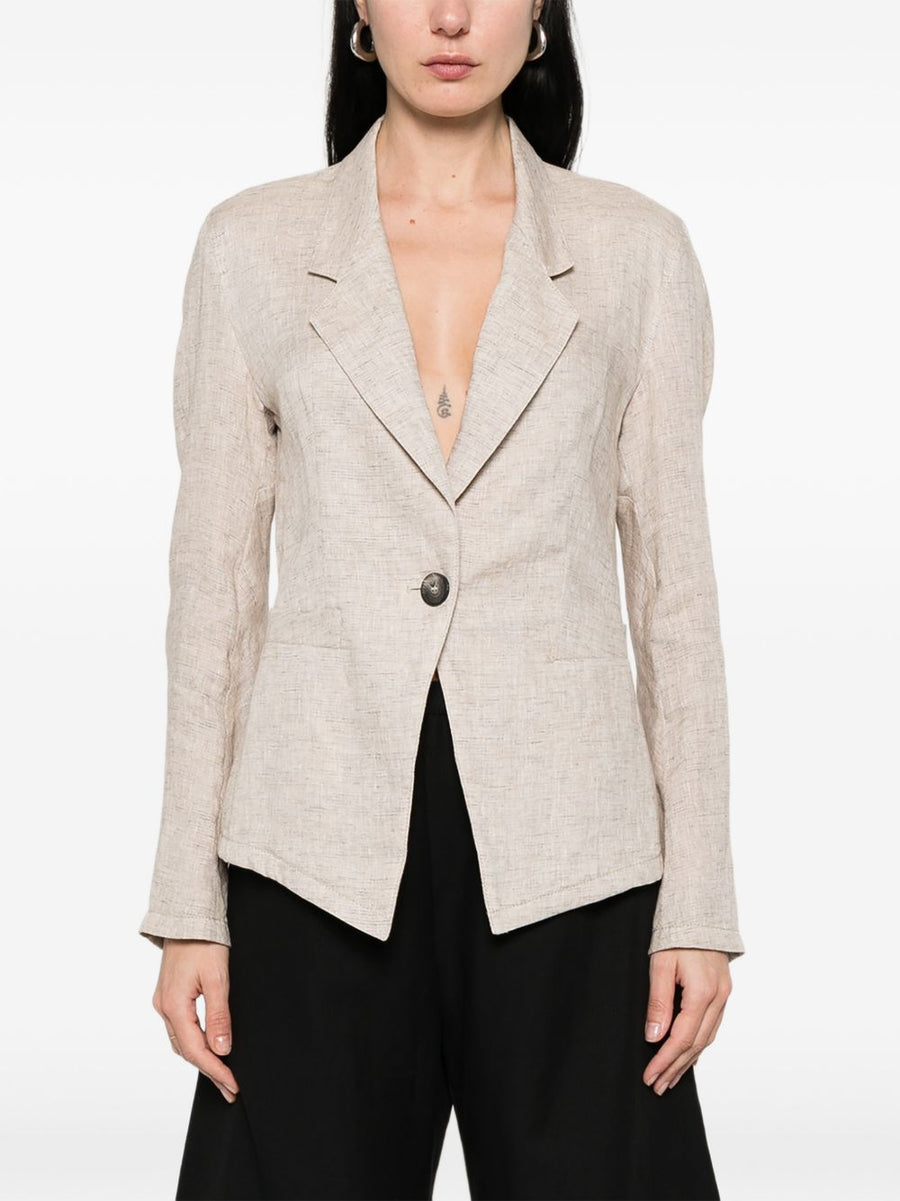 Emporio Armani Beige Linen Single Breasted Jacket Women