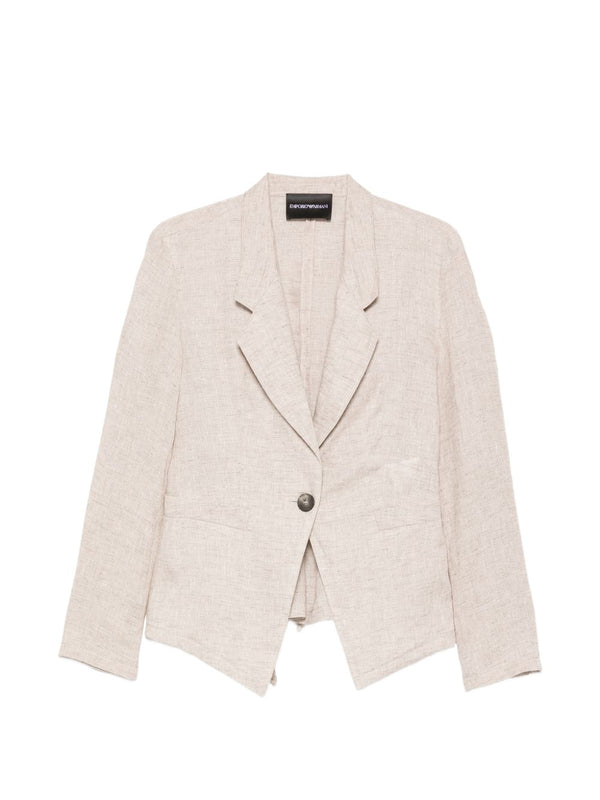 Emporio Armani Beige Linen Single Breasted Jacket Women