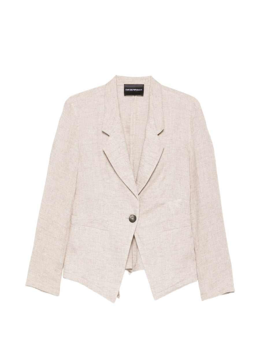 Emporio Armani Beige Linen Single Breasted Jacket Women