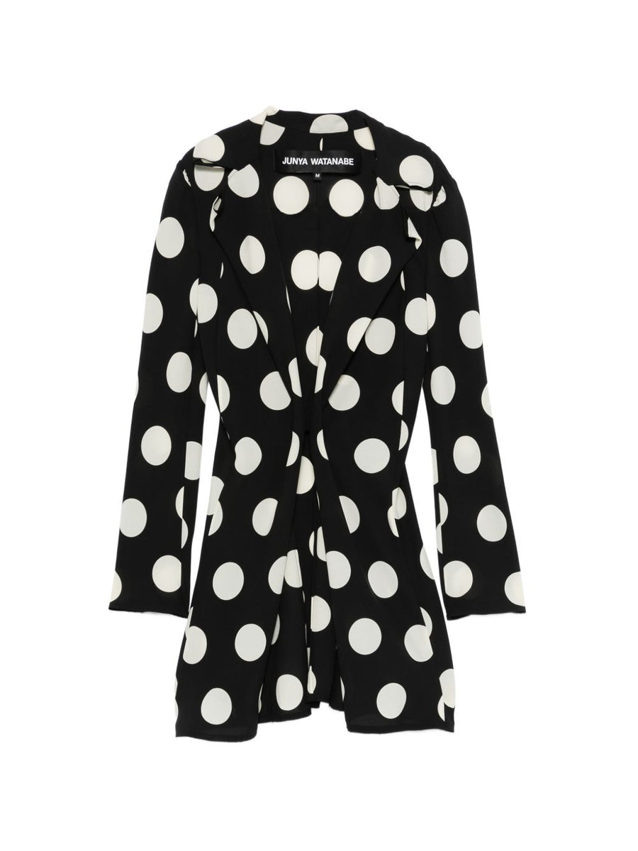 Junya Watanabe Dotted Womens Jacket Black Polka Dot Print Single Breasted Elegant Versatile Workwear