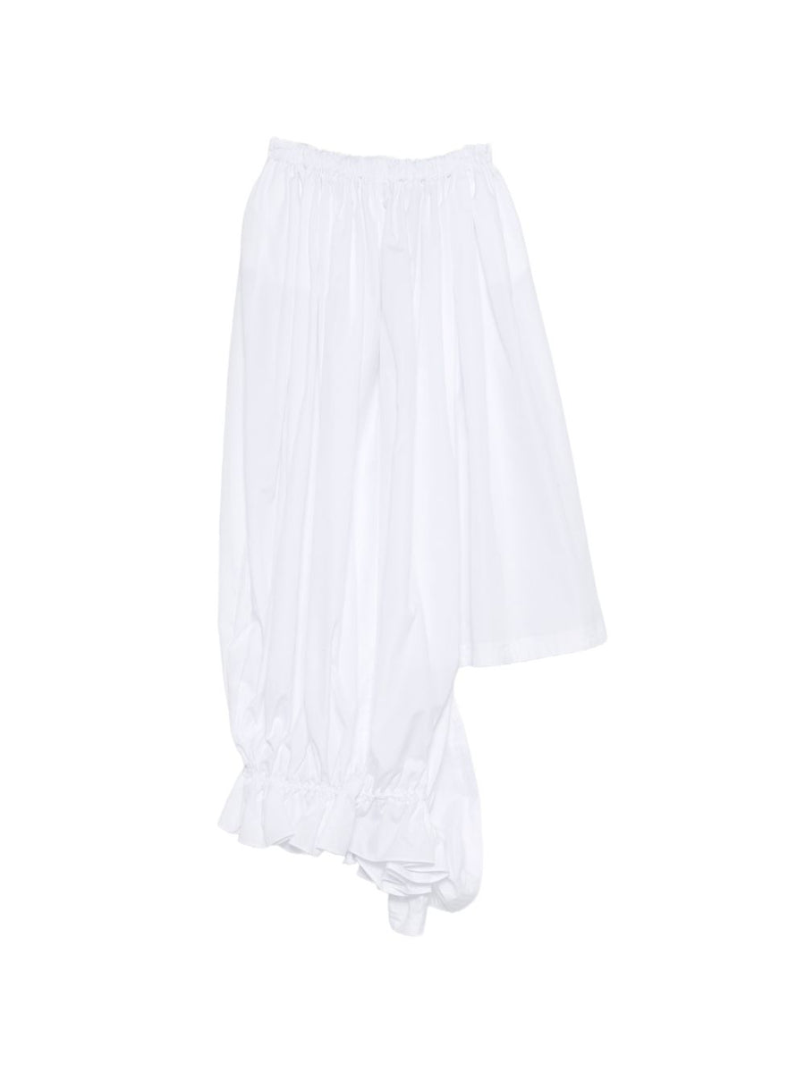 Comme Des Garçons Cotton Blouse For Women With Ruffle Details And Elastic Trim Timeless White