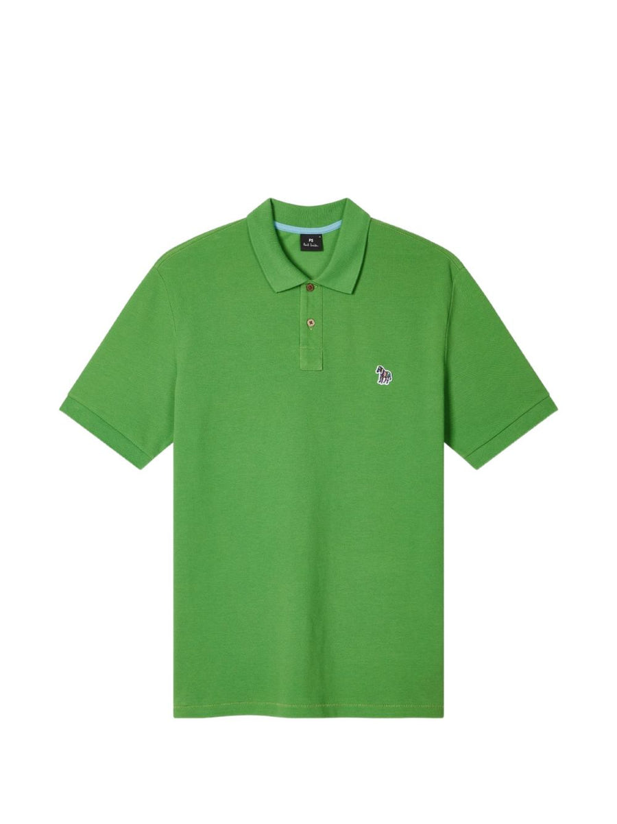 Paul Smith Logo Polo Shirt for Men Green Organic Cotton Breathable Comfort With Signature Zebra Motif