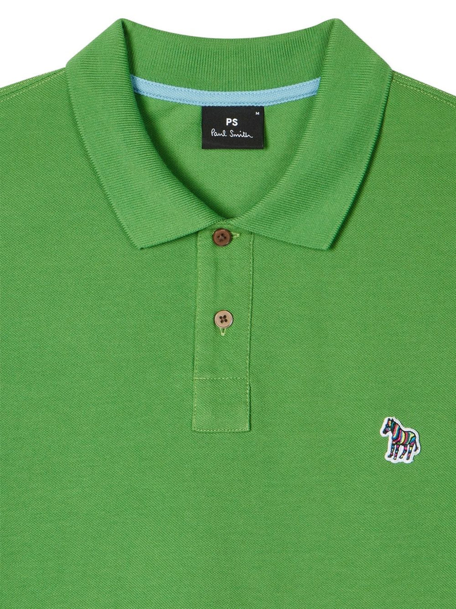 Paul Smith Logo Polo Shirt for Men Green Organic Cotton Breathable Comfort With Signature Zebra Motif