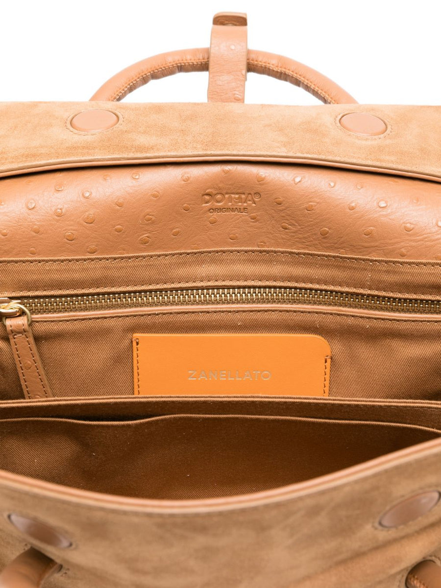 Zanellato Dotta Brown Leather Handbag Compact Top Handle For Women Everyday Luxury