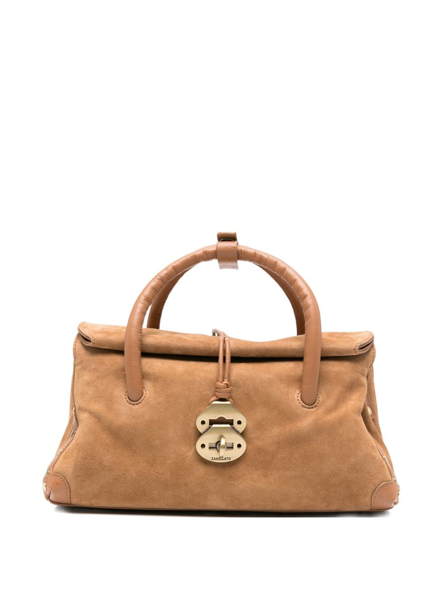 Zanellato Dotta Brown Leather Handbag Compact Top Handle For Women Everyday Luxury