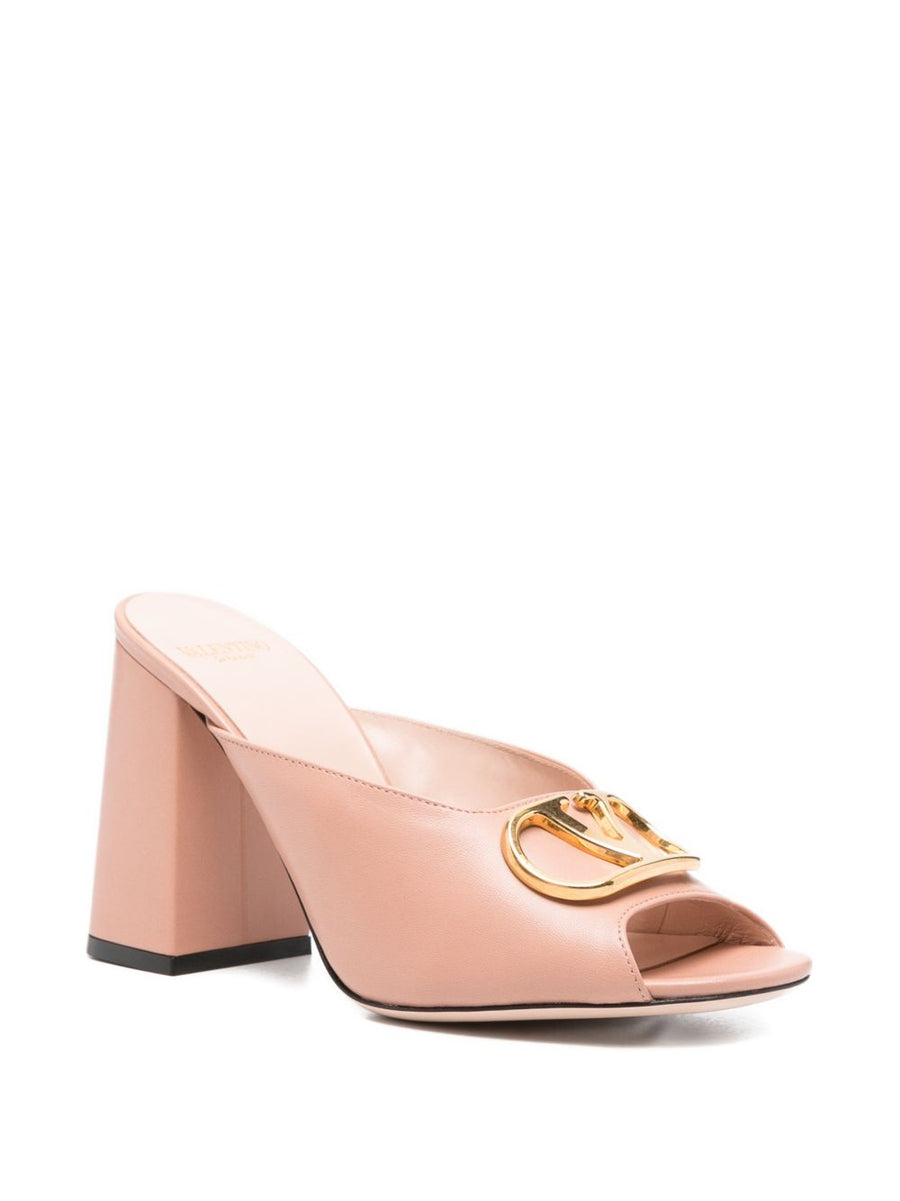 Valentino Garavani VLogo Signature Leather Mules Open Toe Backless for Women Luxurious Everyday