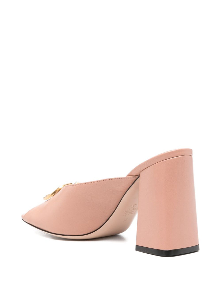 Valentino Garavani VLogo Signature Leather Mules Open Toe Backless for Women Luxurious Everyday