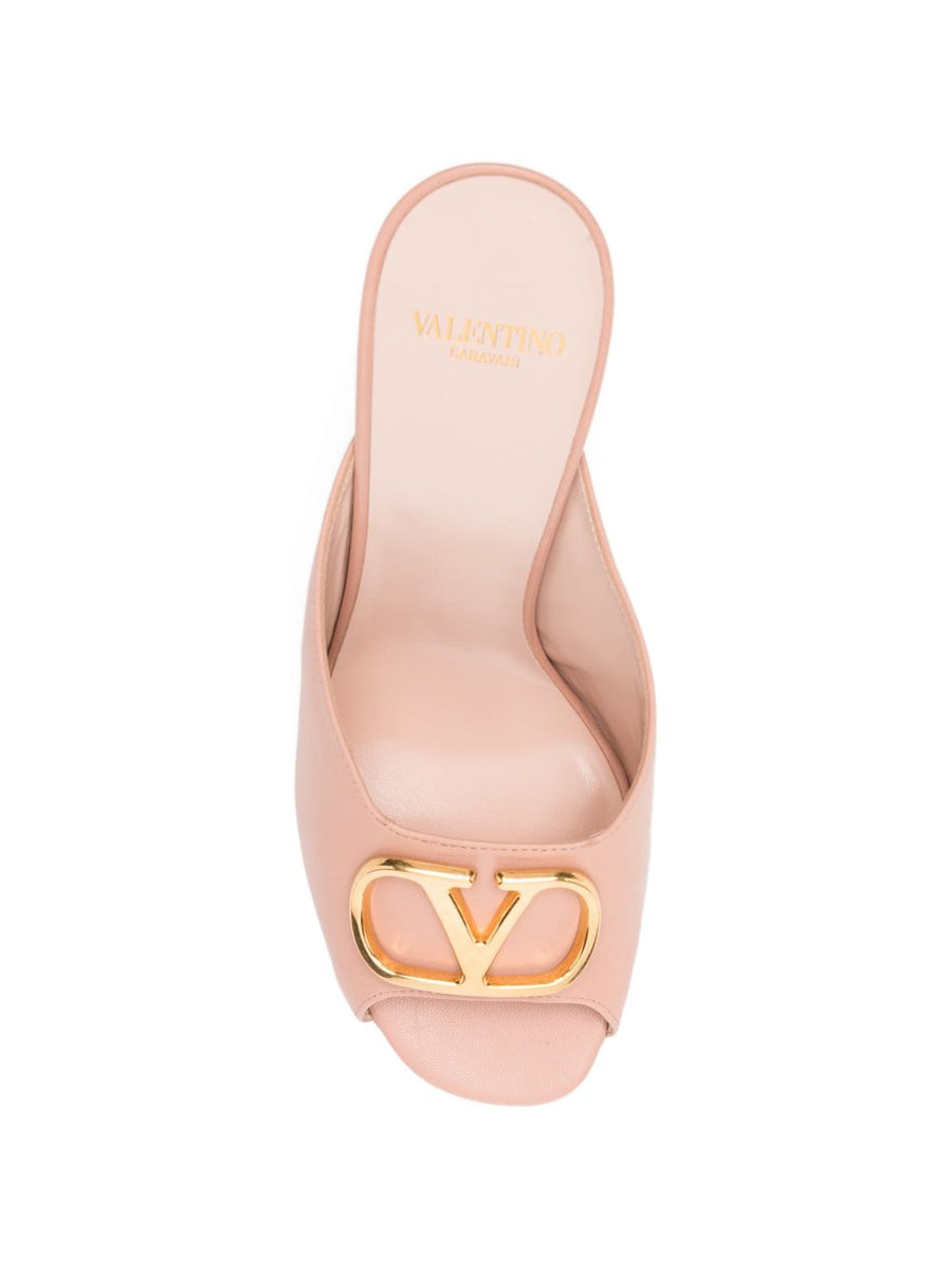 Valentino Garavani VLogo Signature Leather Mules Open Toe Backless for Women Luxurious Everyday