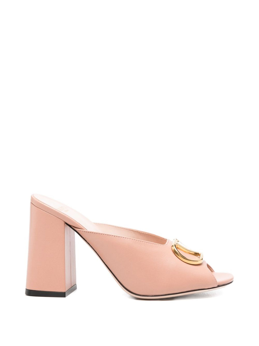 Valentino Garavani VLogo Signature Leather Mules Open Toe Backless for Women Luxurious Everyday