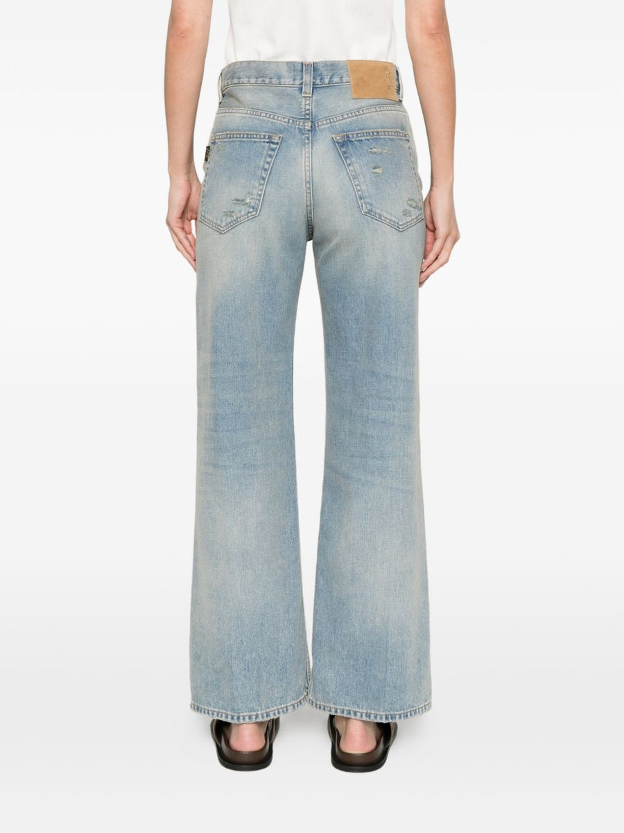 Haikure Wide Leg Denim Jeans For Women Distressed Light Blue Eco Friendly With Organic And Recycled Cotton