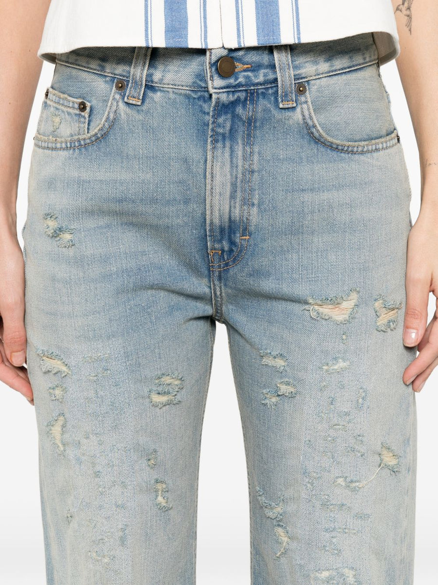 Haikure Wide Leg Denim Jeans For Women Distressed Light Blue Eco Friendly With Organic And Recycled Cotton