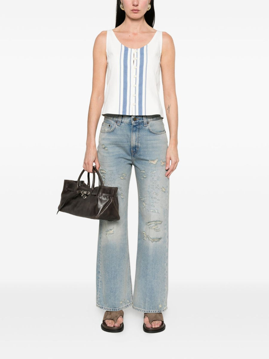 Haikure Wide Leg Denim Jeans For Women Distressed Light Blue Eco Friendly With Organic And Recycled Cotton