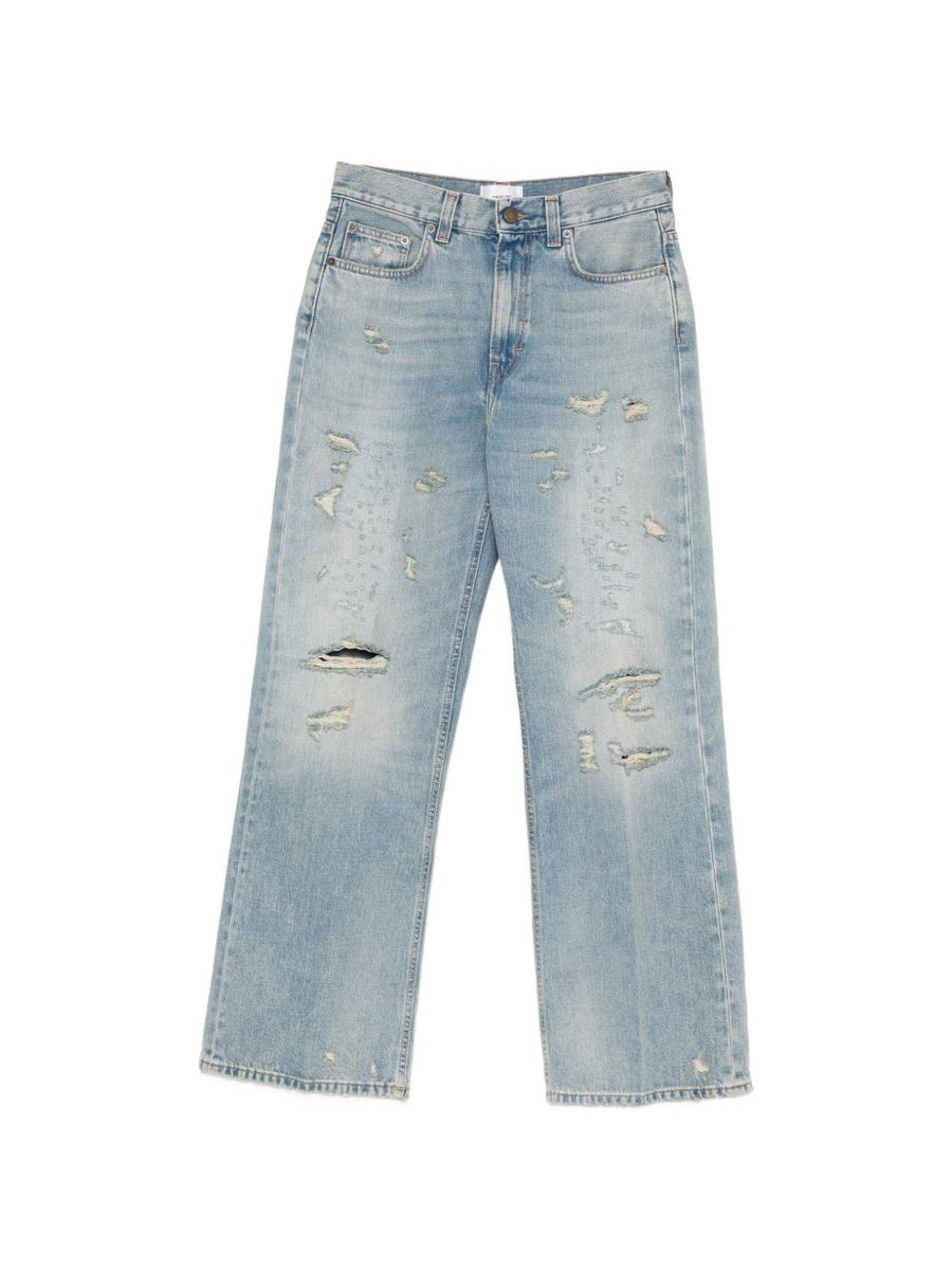 Haikure Wide Leg Denim Jeans For Women Distressed Light Blue Eco Friendly With Organic And Recycled Cotton
