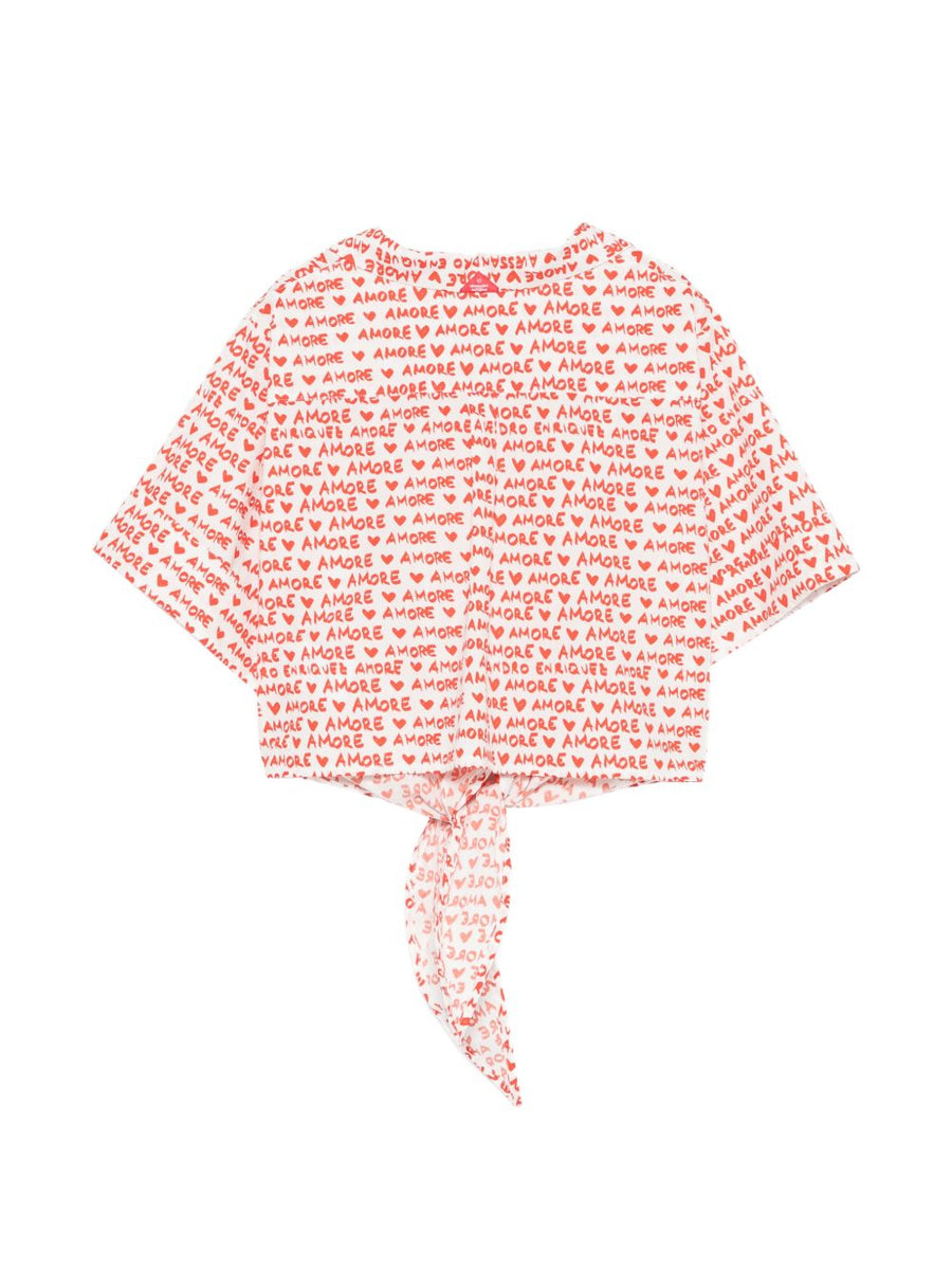 Alessandro Enriquez Amore Printed Cotton Shirt For Women With Knot Detail And Effortless Button Front
