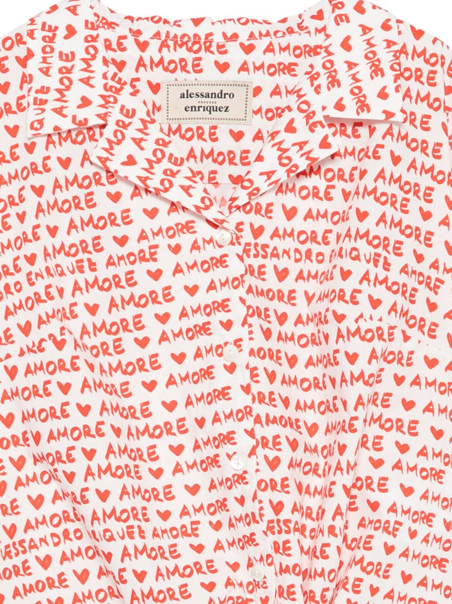 Alessandro Enriquez Amore Printed Cotton Shirt For Women With Knot Detail And Effortless Button Front