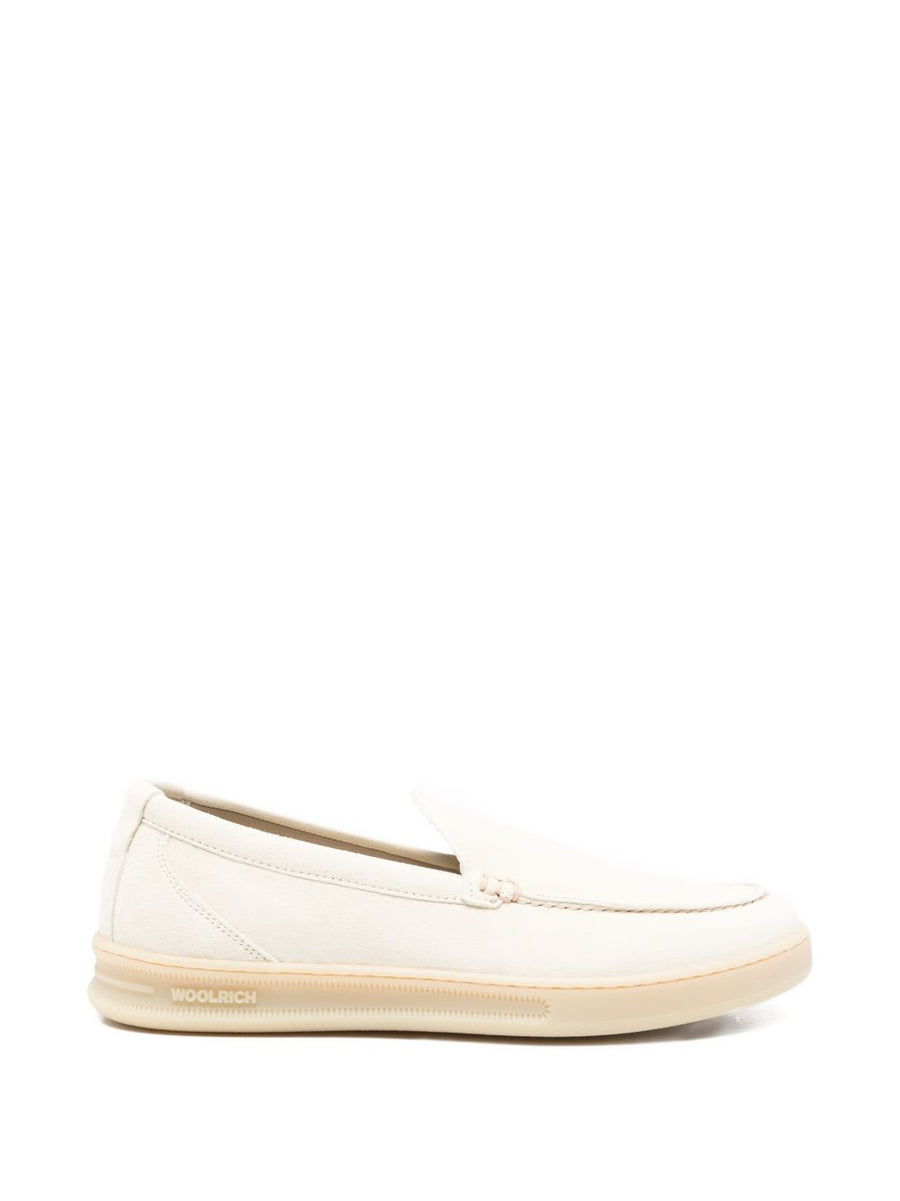 Woolrich Ivory Suede Loafers For Women Slip On Comfort With 2cm Heel Everyday Essential