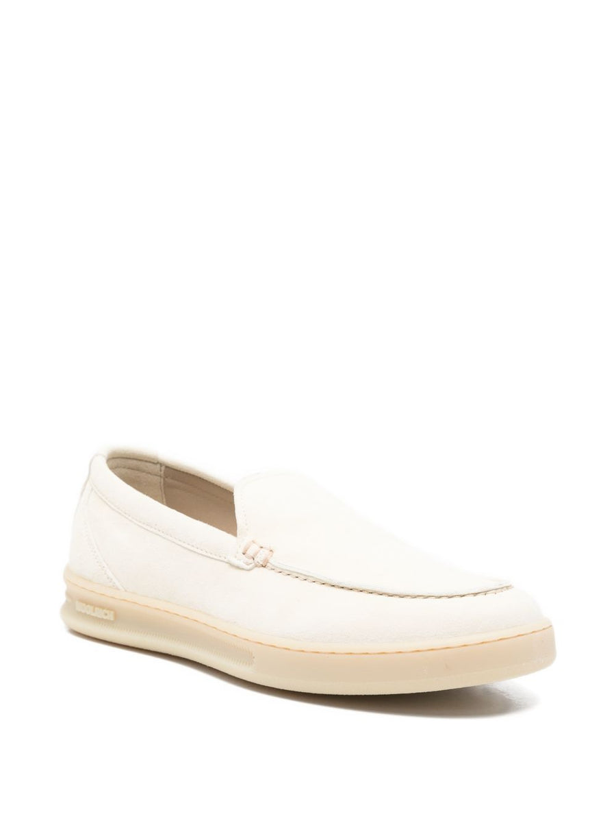 Woolrich Ivory Suede Loafers For Women Slip On Comfort With 2cm Heel Everyday Essential