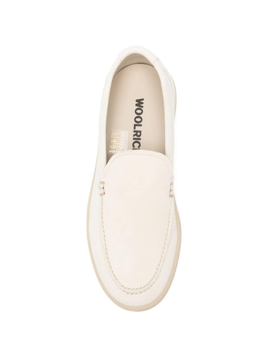 Woolrich Ivory Suede Loafers For Women Slip On Comfort With 2cm Heel Everyday Essential
