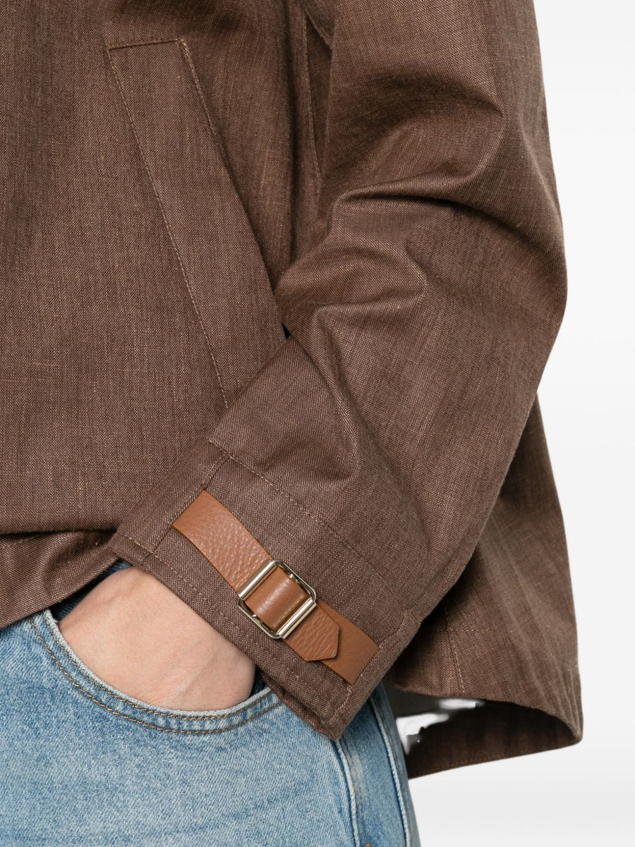 Herno Hooded Blouson Jacket For Women Luxury Multi Material Brown Modern Silhouette With Premium Craftsmanship