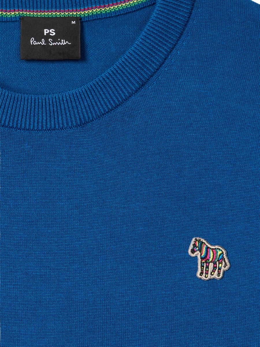 Paul Smith Zebra Logo Cotton Sweater for Men Navy 100 Percent Organic Cotton Knit Top Versatile Spring Summer 2026