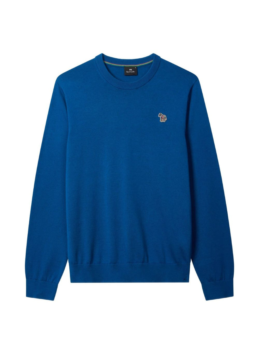 Paul Smith Zebra Logo Cotton Sweater for Men Navy 100 Percent Organic Cotton Knit Top Versatile Spring Summer 2026