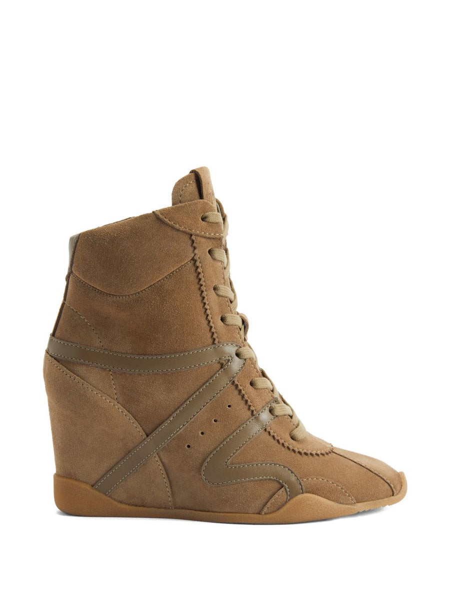 Giuseppe Zanotti Beige Suede Leather Boots for Women With Signature Detailing and Wedge Heel