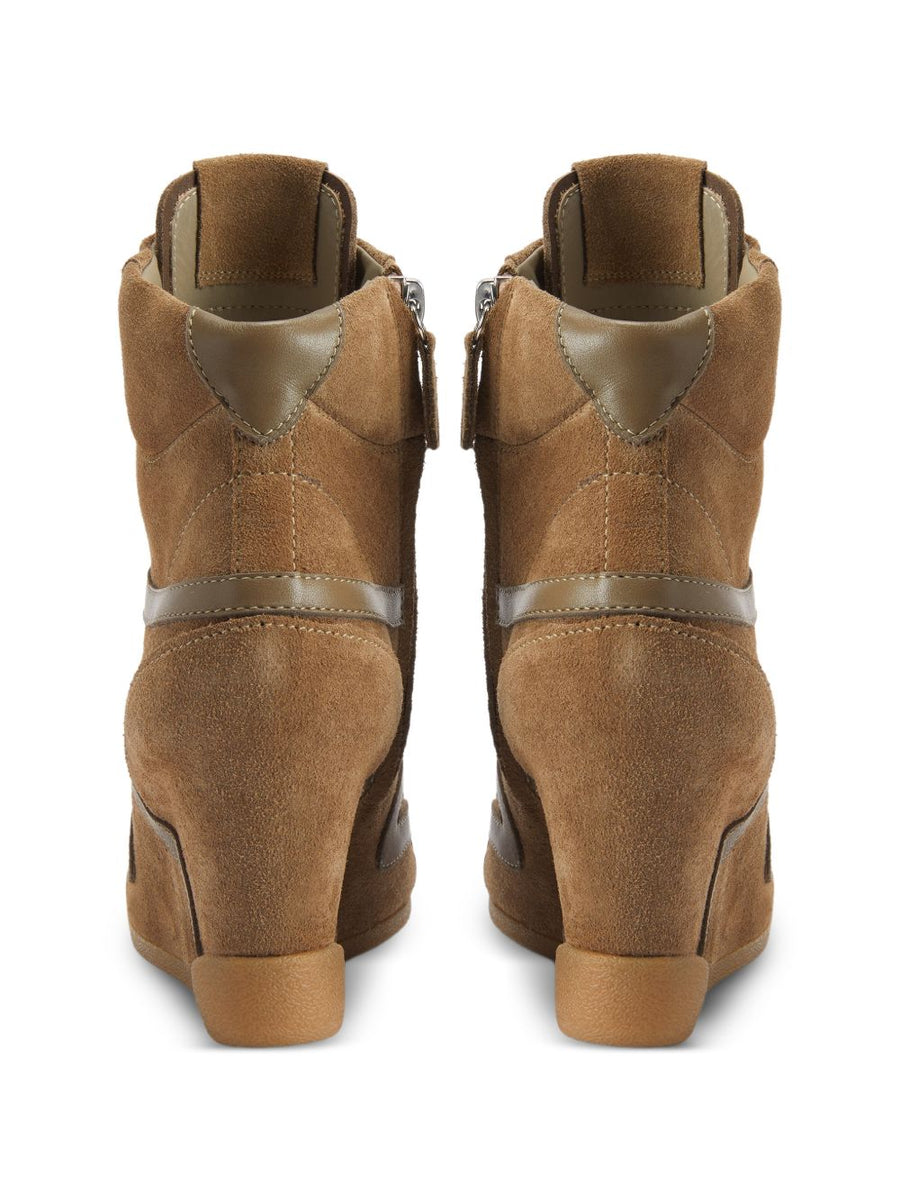 Giuseppe Zanotti Beige Suede Leather Boots for Women With Signature Detailing and Wedge Heel