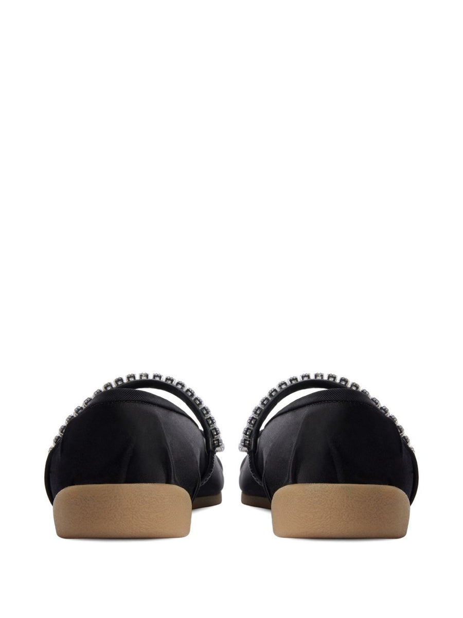 Giuseppe Zanotti Silk Satin Rhinestone Flat Shoes for Women Versatile Day to Night Luxury
